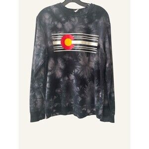 Colorado Flag Rocky Mountains Long Sleeve Crewneck Sweater Tie Dyed Size Small